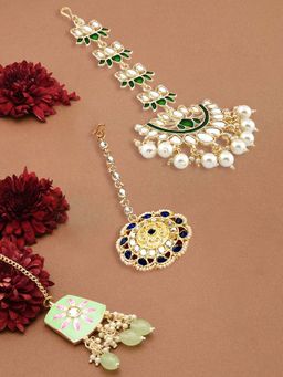 Zaveri Pearls - Combo of 3 Multicolor Kundan Maangtikka-ZPFK13078