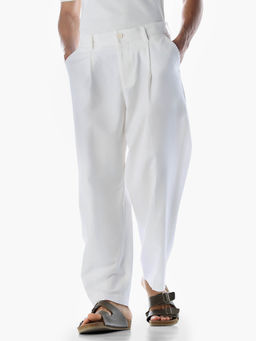 Jack & Jones - Men Solid Loose Fit White Casual Trouser
