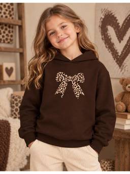 Nusyl - Girl Brown Cute Things Text Printed Hoodie