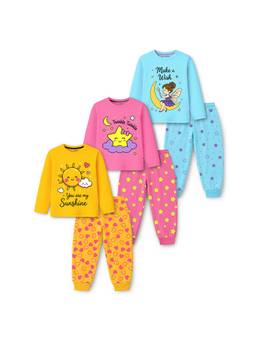 Trampoline - Girls Star And Heart Printed T-Shirt And Joggers (Pack Of 3 )