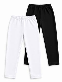 Trampoline - Girls Cotton Lycra Solid Regular Leggings (Pack Of 2)
