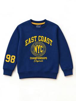 Trampoline - Boys Fleece Knit Nyc Graphic Printed Winter Sweatshirt - Navy Blue