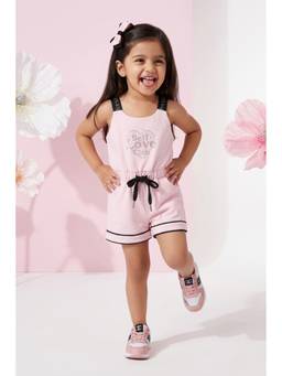 TINY GIRL - Sleeveless Foil Patch Detail Jumpsuit- Pink