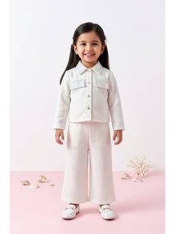 TINY GIRL - Solid Sequin Detail Shirt And Bottom - Off White
