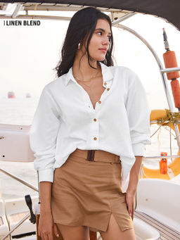 The Souled Store - Cotton Linen White Women Shirt