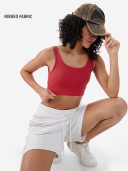 The Souled Store - Solids Flame Red Women Crop Top