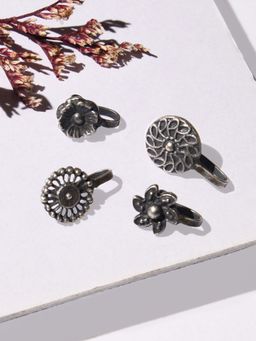 Fida - Ethnic oxidised Silver Nose Pin for women