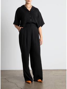 Khushboo & Pankaj - Women Black Pleated Straight Leg Trousers