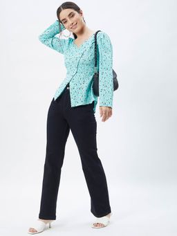 Kibo - Women Blue Crepe Long Sleeves Printed Top