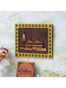 eCraftIndia - Jai Shri Ram Mandir Ayodhya Wooden Wall Hanging Frame Multicolor
