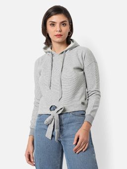 PINACOLADA - Women Grey Striped Sweatshirt