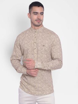 CRIMSOUNE CLUB - Men Beige Floral Print Kurta