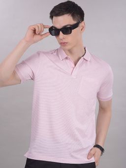 CRIMSOUNE CLUB - Men Pink Polo Neck T-Shirt