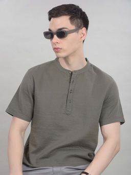 CRIMSOUNE CLUB - Mens Grey Short Kurta