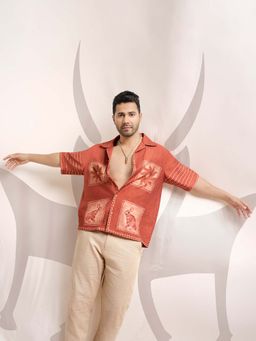 CRIMSOUNE CLUB - Men Beige Cotton Stripes Regular Pant