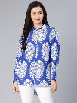 Oxolloxo - Verb Blue Tropical Blue Women Formal Shirt