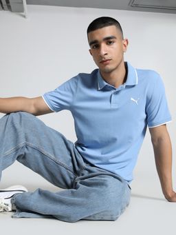 Puma - Ess Collar Tipping Mens Blue Polo T-Shirt