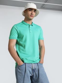 Puma - Wardobe Ess Jqrd Collar Mens Green Polo T-Shirt