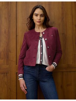 U.S. POLO ASSN. - Maroon Solid Regular Fit Round Neck Jacket
