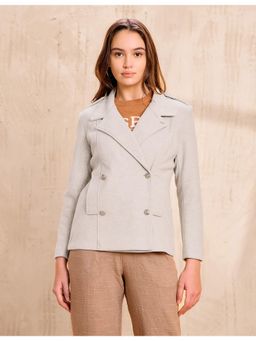 U.S. POLO ASSN. - Grey Solid Regular Fit Notch Lapel Blazer