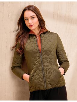 U.S. POLO ASSN. - Olive Solid Regular Fit Puffer Jacket