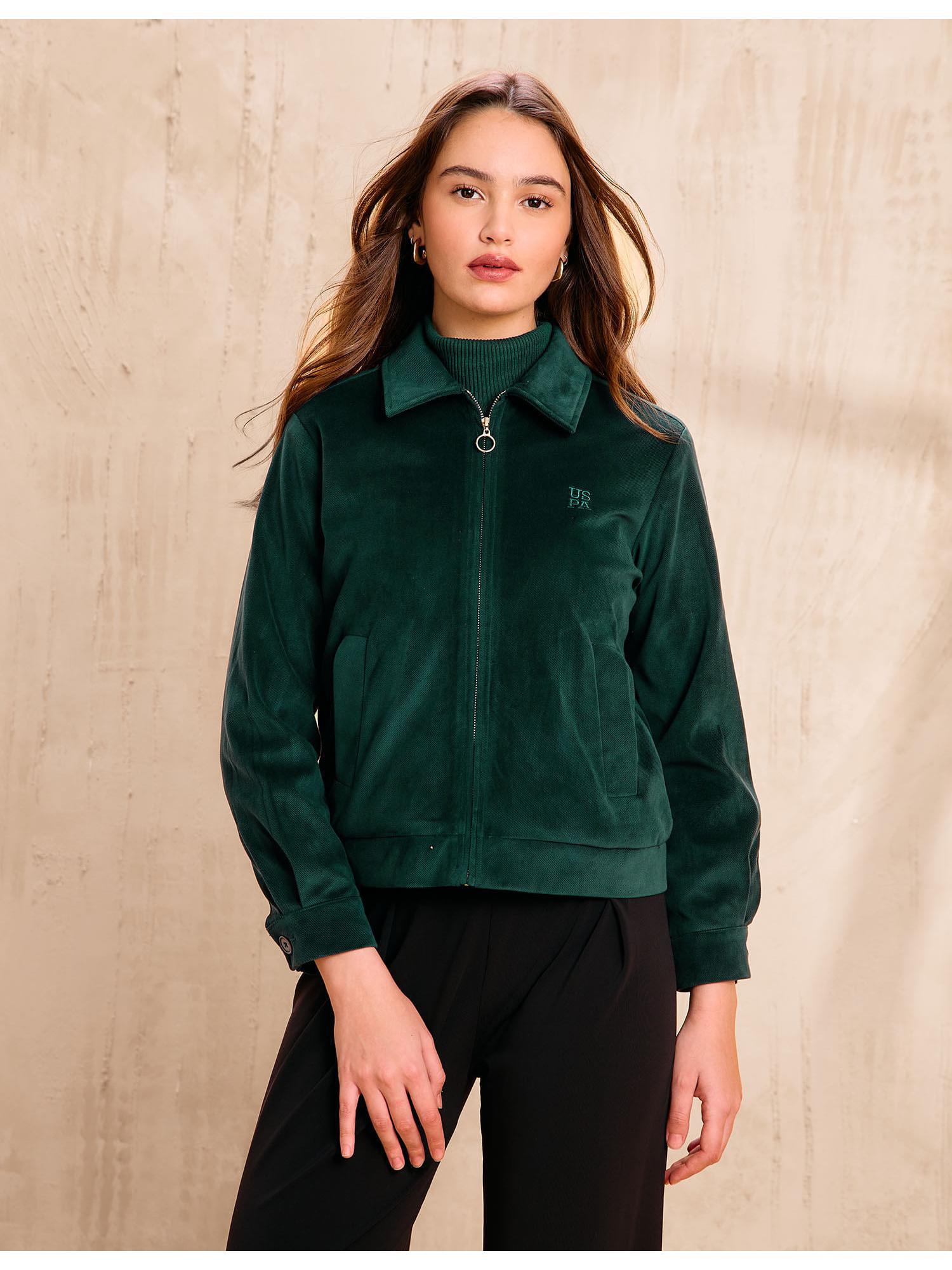 Green Solid Regular Fit Collar Jacket-picture-19