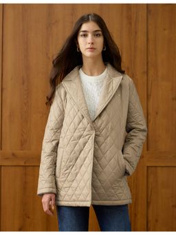 U.S. POLO ASSN. - Beige Solid Longline Quilted Jacket
