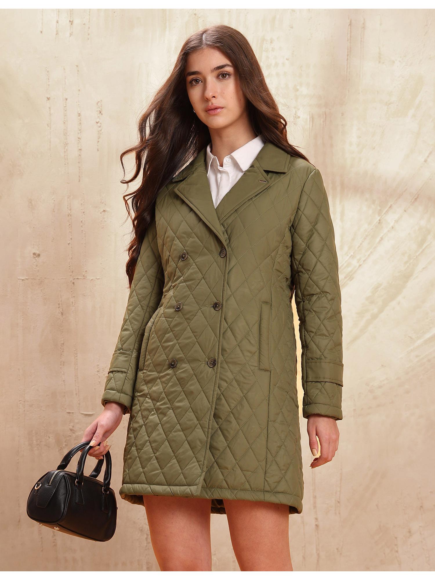 Olive Solid Longline Quilted Jacket-picture-16