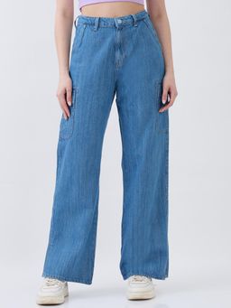 Spykar - Light Blue Wide Fit High Rise Jeans for Women