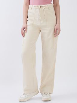 Spykar - Ecru Straight Fit Mid Rise Jeans for Women