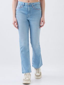 Spykar - Light Blue Straight Fit High Rise Jeans for Women