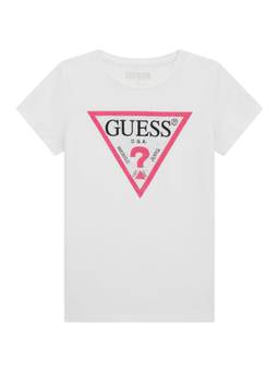 Guess - Girls White Cotton Text Printed T-shirt