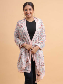 Moda Chales - Women Pink Paisley Garden Soft Viscose Cotton Long Scarf