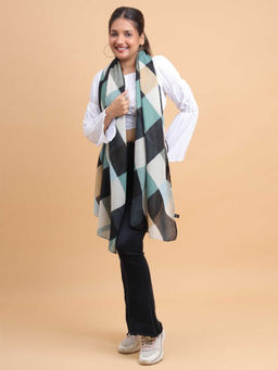 Moda Chales - Women Multi-Color Checkered Soft Viscose Cotton Long Scarf