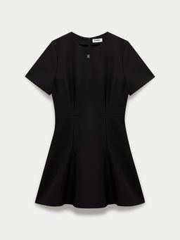 Pomelo - Short Sleeve Round Neck Mini A-Line Dress with Seam Detail