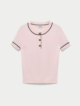 Pomelo - Short Sleeve Ribbed Knit Top