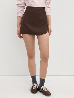 Pomelo - Mini Wrap Skirt with Curved Front Hem, Back Welt Pockets, and Si