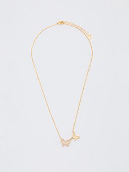 Pomelo - Double Butterfly Pendant Necklace with Pavé Crystal