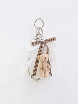 Pomelo - Plush Teddy Bear & Lace Bow Bag Charm with Faux Pearl and Metal