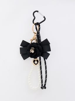 Pomelo - Satin Ribbon Bow Keychain with Pearl Teardrop Loop & Sporty Rope