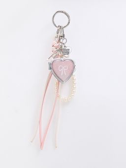 Pomelo - Locket Heart Pearl Beaded Bag Charm with Braided Pastel Paracord