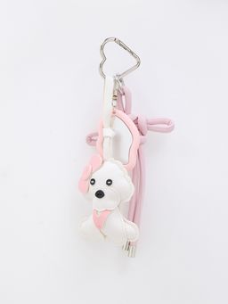 Pomelo - Plush Bichon Puppy with Bow Bag Charm & Braided Rope Keychain