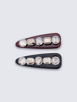 Pomelo - Luxe Oversized Gemstone Embedded Snap Hair Clip Set