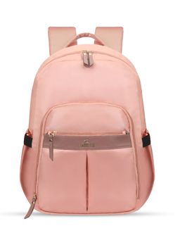 The Clownfish - Polyester Material 15.6 Inch Womens Laptop Backpack with Trolley Strap-Peach