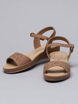 Biba - Laser Cut Tan Sandals