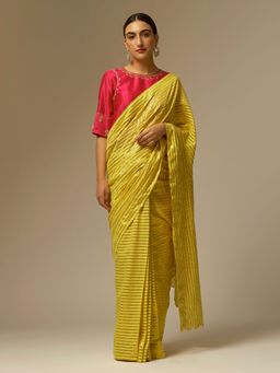 Anantaa by Roohi Trehan - Yellow Cotton Saree without Blouse