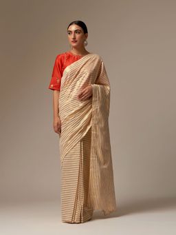 Anantaa by Roohi Trehan - Off White Cotton Saree without Blouse