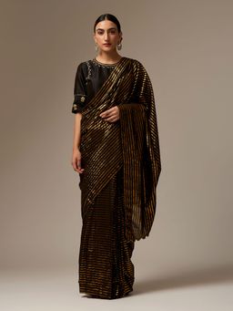 Anantaa by Roohi Trehan - Black Cotton Saree without Blouse
