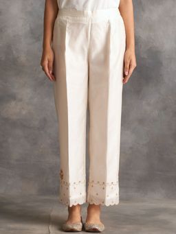 Anantaa by Roohi Trehan - Off White Hand Embroidered Palazzo