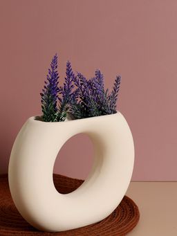 Bonhomie - Cream Solid Donut Ceramic Vase
